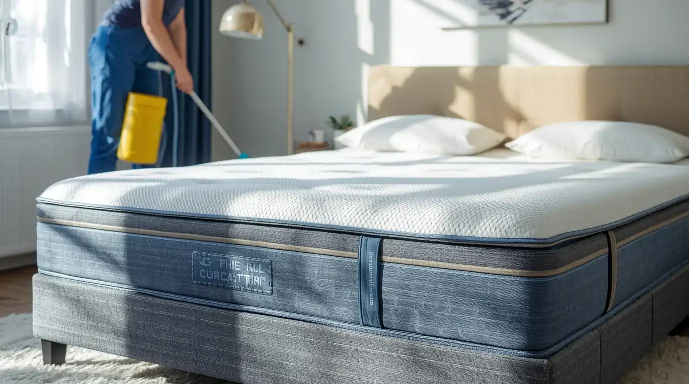 Professionell gereinigte Matratze in Zürich frische, saubere Matratze in hellem Schlafzimmer