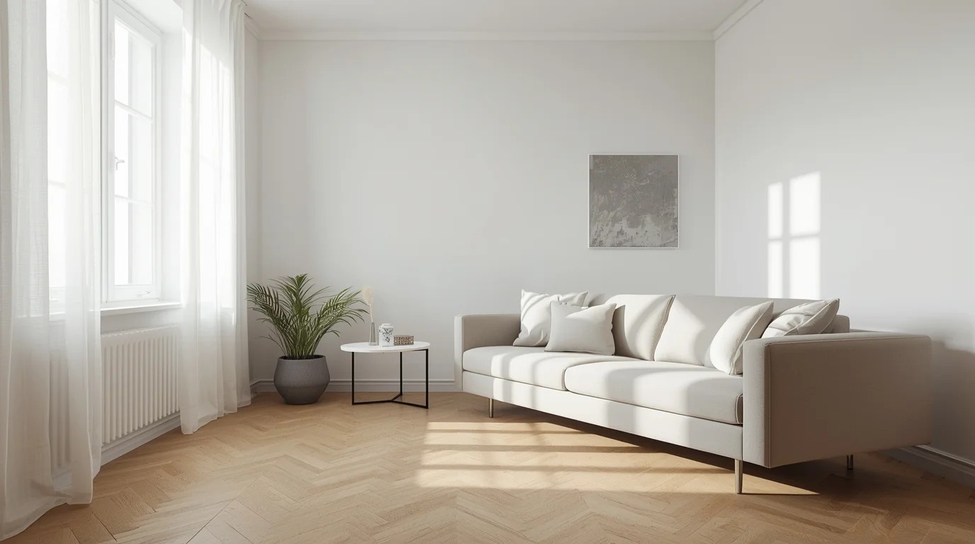 Saubere Wohnung in Zürich mit frisch gereinigtem Wohnzimmer und hellen Fenstern
