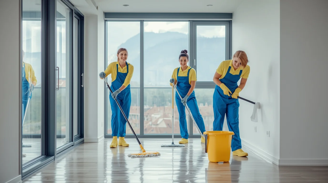 Professioneller Umzugsreinigungsservice in Zürich – Reinigungsteam bei Endreinigung in Wohnung