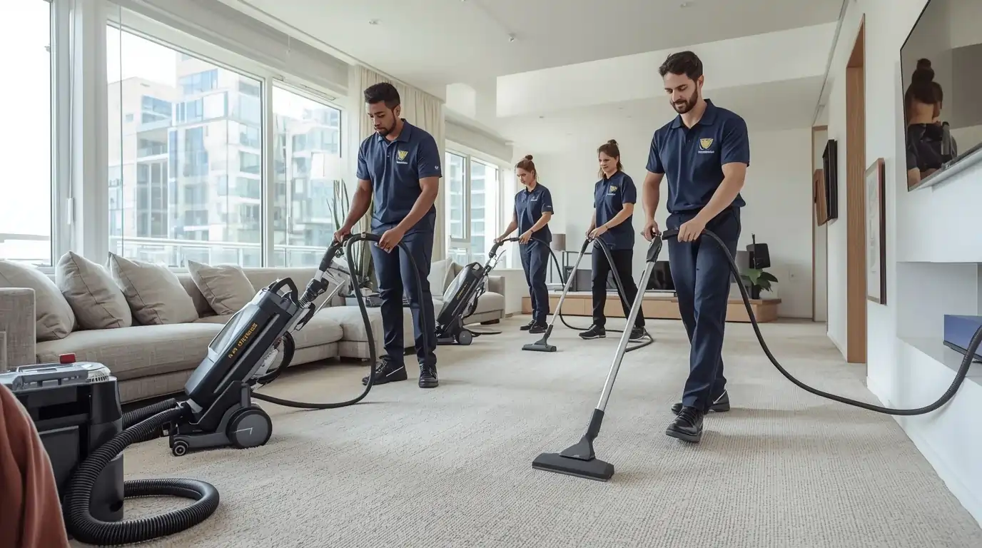 Professionelle Teppichreinigung in Zürich durch MattressClean Team in modernem Wohnzimmer