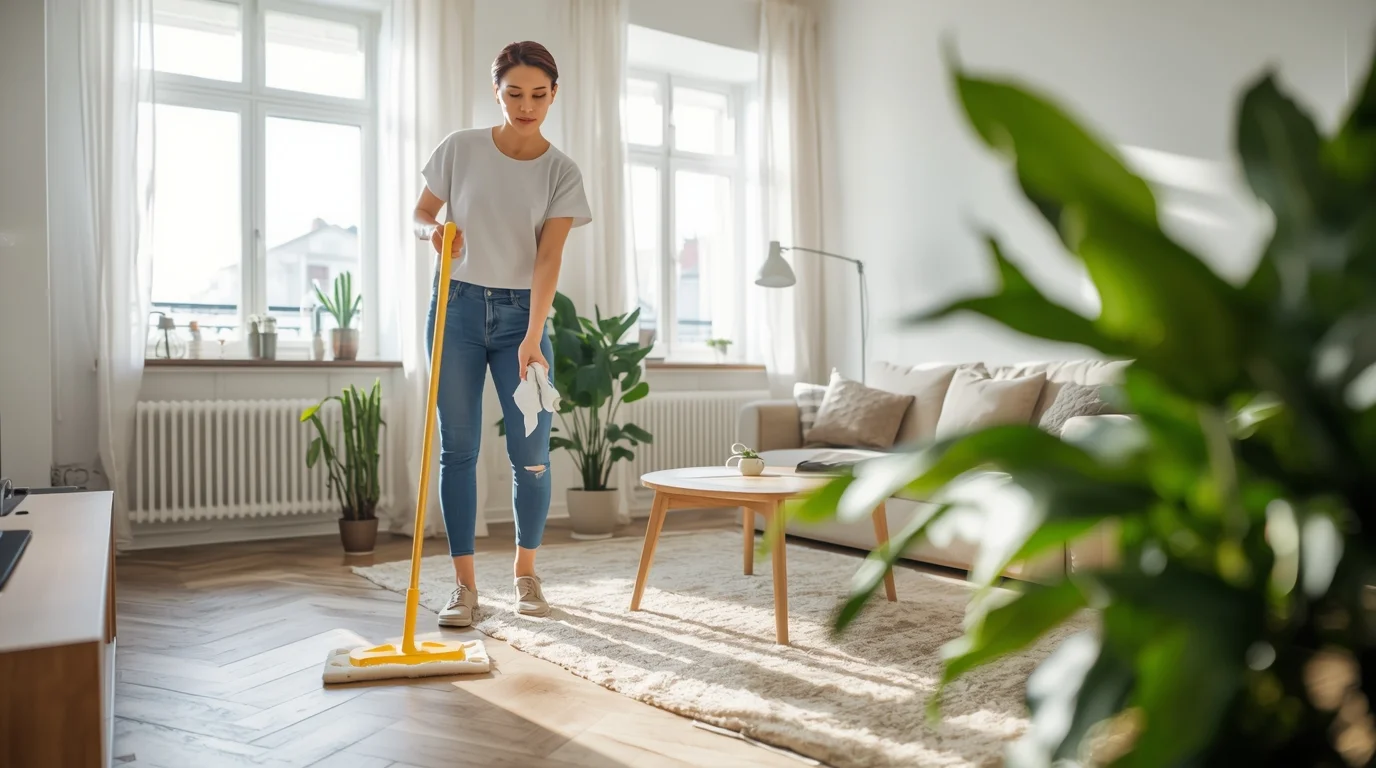 Zimmer-für-Zimmer Endreinigung in einer sauberen Schweizer Wohnung