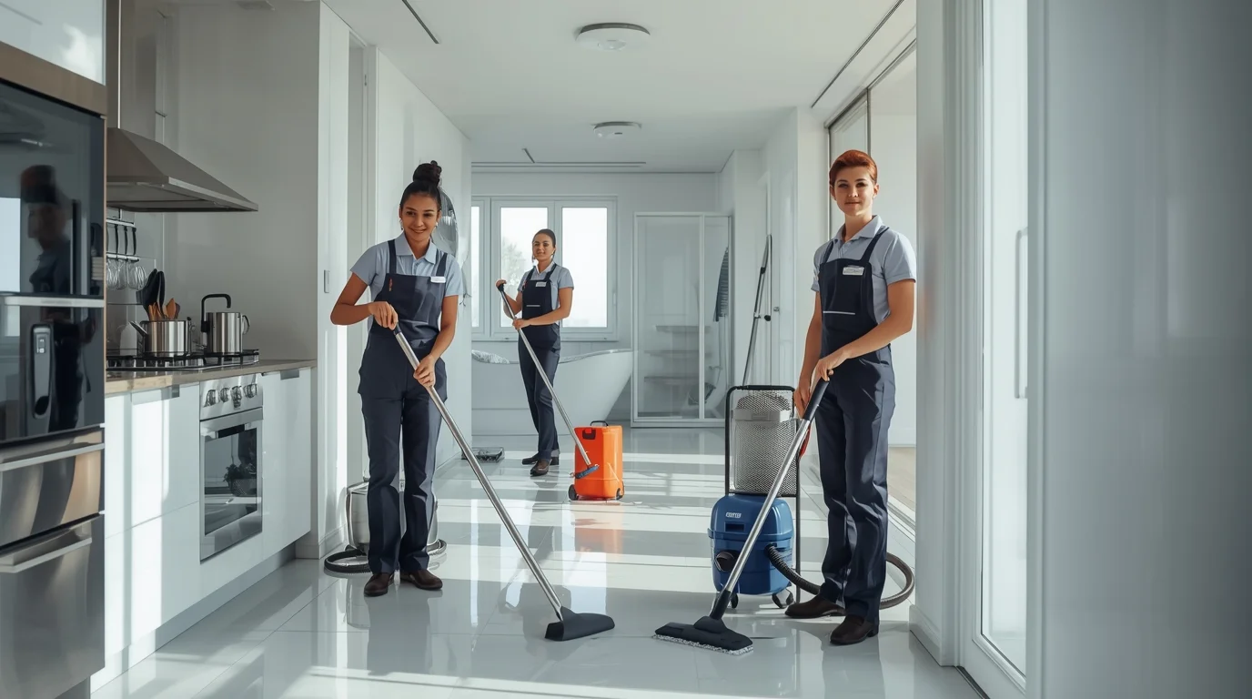 Professional Move Out House Cleaning in Zurich apartment with spotless kitchen and floors.